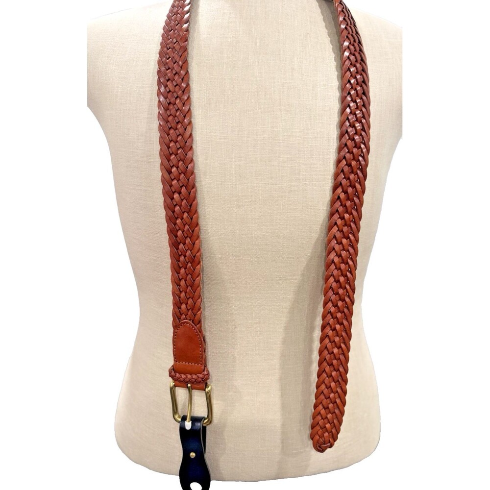 Polo Ralph Lauren Mens Tan Leather Belt 40 Braided NWT - Picture 7 of 13